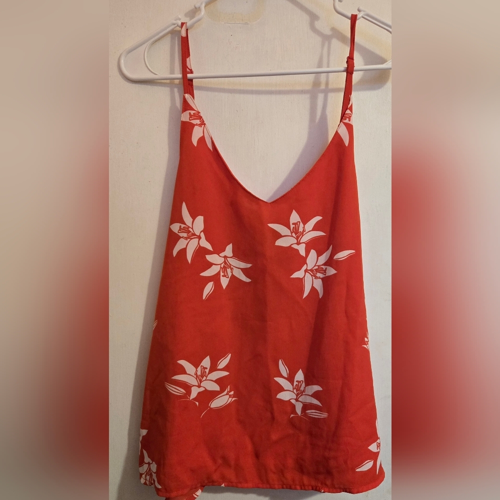 Cotton on red Floral Sleeveless Top Size Medium